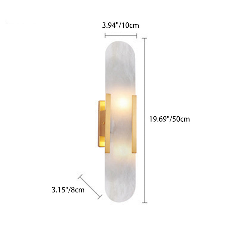 Contemporary Nordic Oval Iron Stone 2-Light Wall Sconce Lamp For Living Room