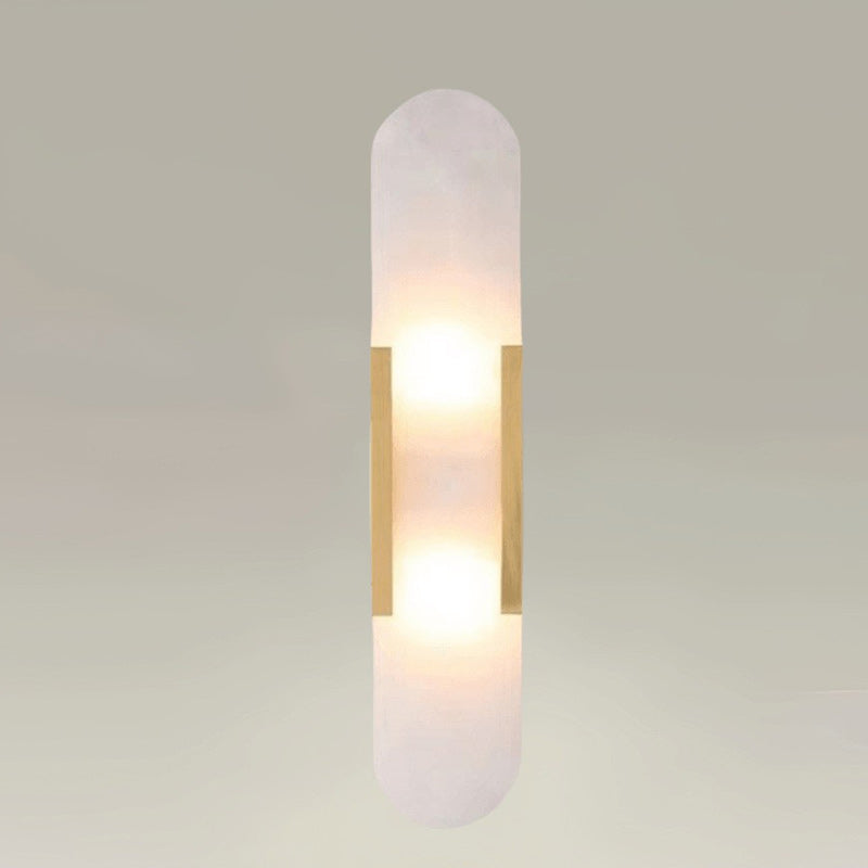 Contemporary Nordic Oval Iron Stone 2-Light Wall Sconce Lamp For Living Room