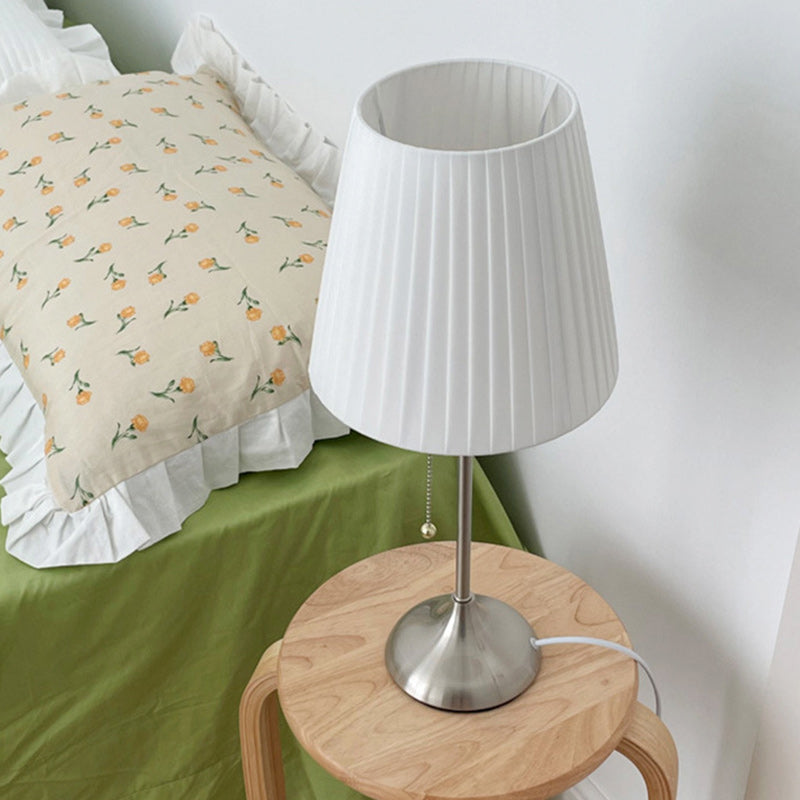 Contemporary Nordic Drum Iron Fabric 1-Light Table Lamp For Living Room