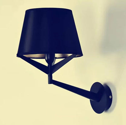 Modern Minimalist Drum Iron Fabric 1-Light Wall Sconce Lamp For Living Room