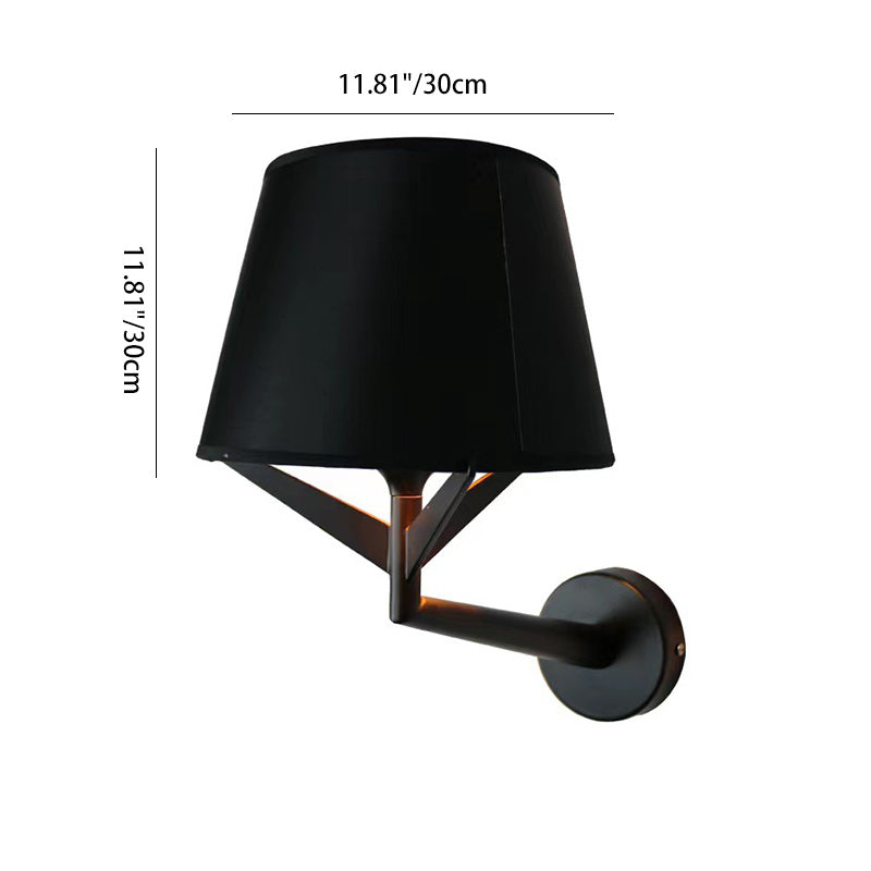Modern Minimalist Drum Iron Fabric 1-Light Wall Sconce Lamp For Living Room