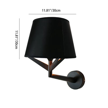 Modern Minimalist Drum Iron Fabric 1-Light Wall Sconce Lamp For Living Room