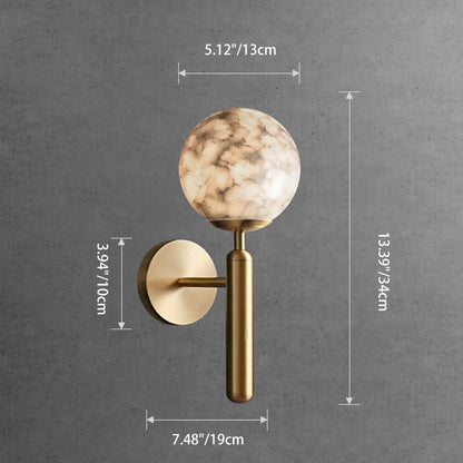 Contemporary Nordic Globe Iron Stone 1-Light Wall Sconce Lamp For Living Room