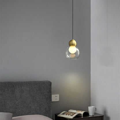 Contemporary Luxury Cylinder Oval Copper Glass 1-Light Pendant Light For Living Room