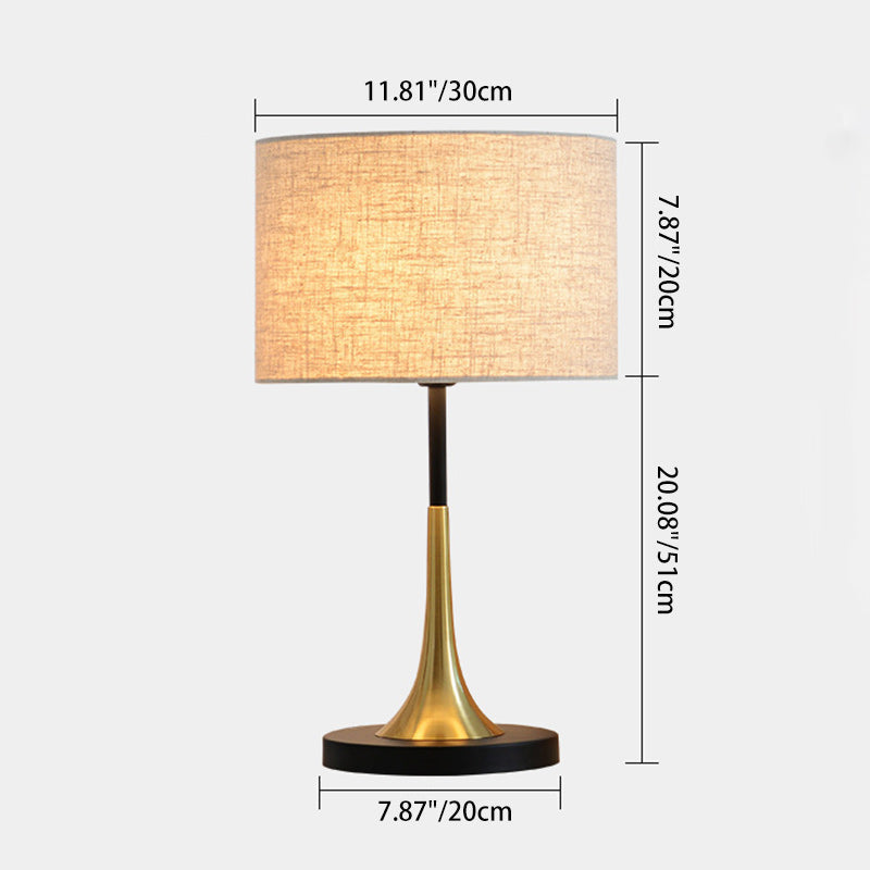 Contemporary Nordic Cylinder Iron Fabric 1-Light Table Lamp For Living Room