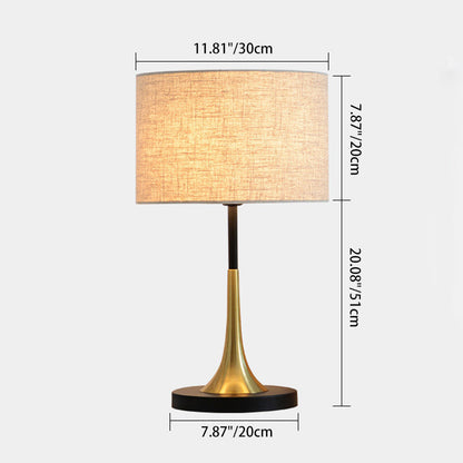 Contemporary Nordic Cylinder Iron Fabric 1-Light Table Lamp For Living Room