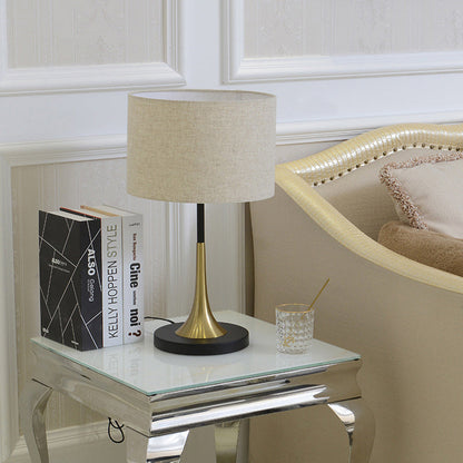 Contemporary Nordic Cylinder Iron Fabric 1-Light Table Lamp For Living Room