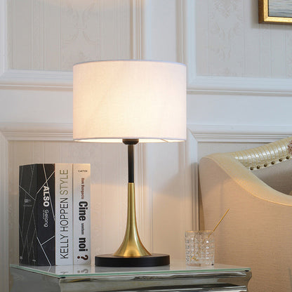Contemporary Nordic Cylinder Iron Fabric 1-Light Table Lamp For Living Room
