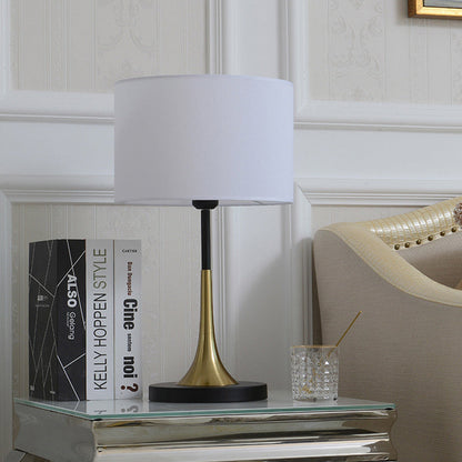 Contemporary Nordic Cylinder Iron Fabric 1-Light Table Lamp For Living Room