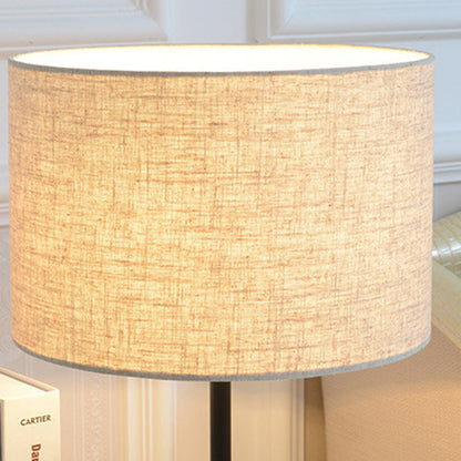 Contemporary Nordic Cylinder Iron Fabric 1-Light Table Lamp For Living Room
