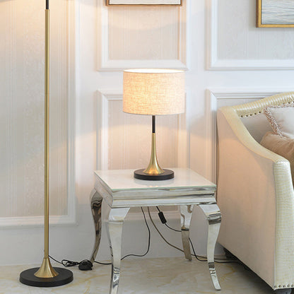 Contemporary Nordic Cylinder Iron Fabric 1-Light Table Lamp For Living Room