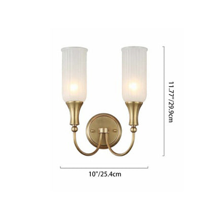 Traditional Rustic Column Copper Glass 1/2-Light Wall Sconce Lamp For Living Room