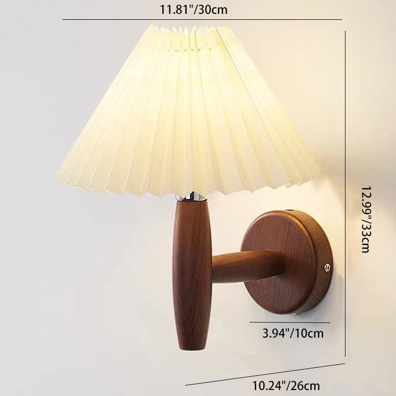 Contemporary Nordic Cone Wood Paper 1-Light Wall Sconce Lamp For Living Room