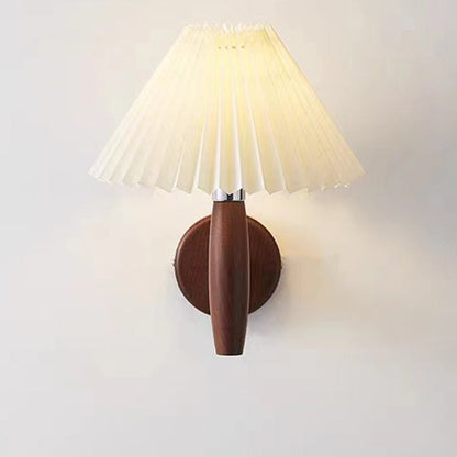 Contemporary Nordic Cone Wood Paper 1-Light Wall Sconce Lamp For Living Room