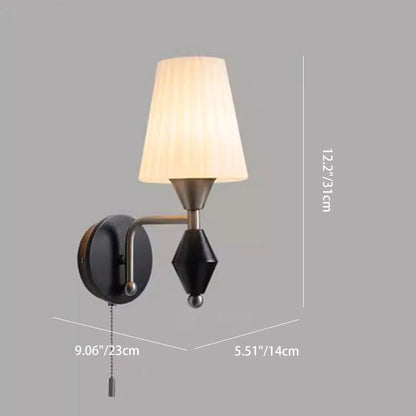 Traditional Vintage Cylinder Iron Wood Glass 1-Light Wall Sconce Lamp For Living Room