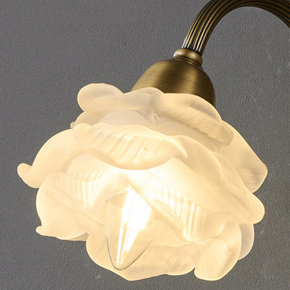 Traditional European Flower Copper Glass 1-Light Wall Sconce Lamp For Living Room