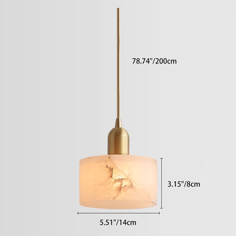 Contemporary Luxury Cylinder Copper Stone 1-Light Pendant Light For Living Room