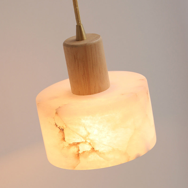 Contemporary Luxury Cylinder Copper Stone 1-Light Pendant Light For Living Room
