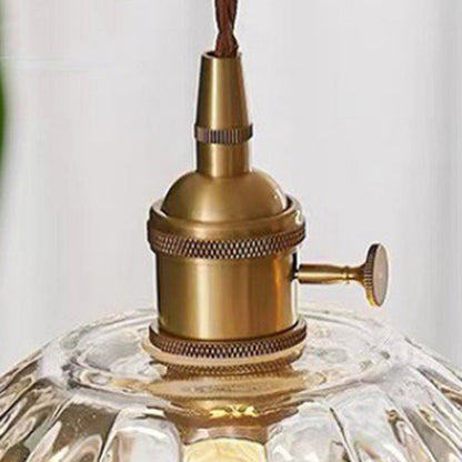 Traditional Japanese Flower Copper Glass 1-Light Pendant Light For Living Room
