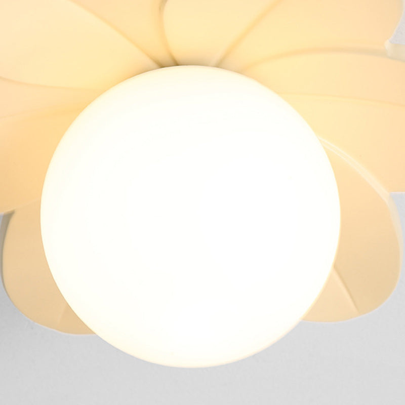 Contemporary Creative Flower Iron Resin 1-Light Semi-Flush Mount Ceiling Light For Living Room