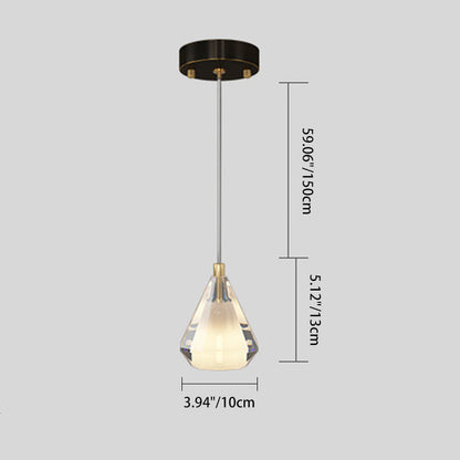 Contemporary Luxury Diamond Copper Glass 1-Light Pendant Light For Living Room