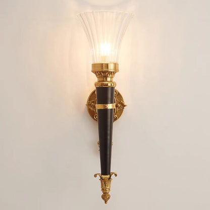 Contemporary Luxury Column Copper Crystal 1-Light Wall Sconce Lamp For Living Room