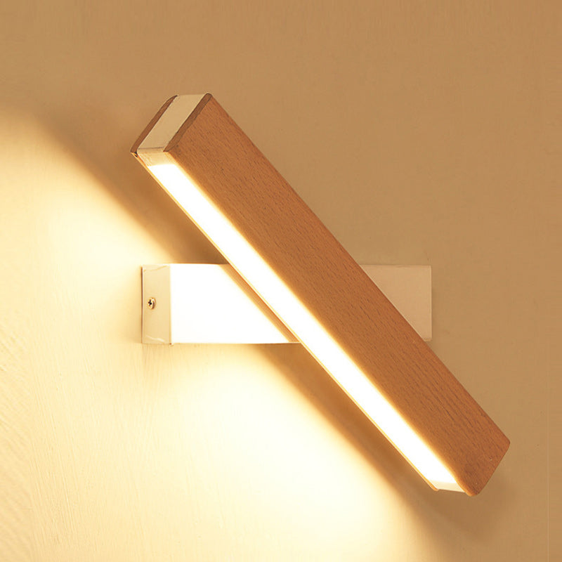 Modern Minimalist Rectangular Wood Plastic LED Wall Sconce Lamp For Living Room