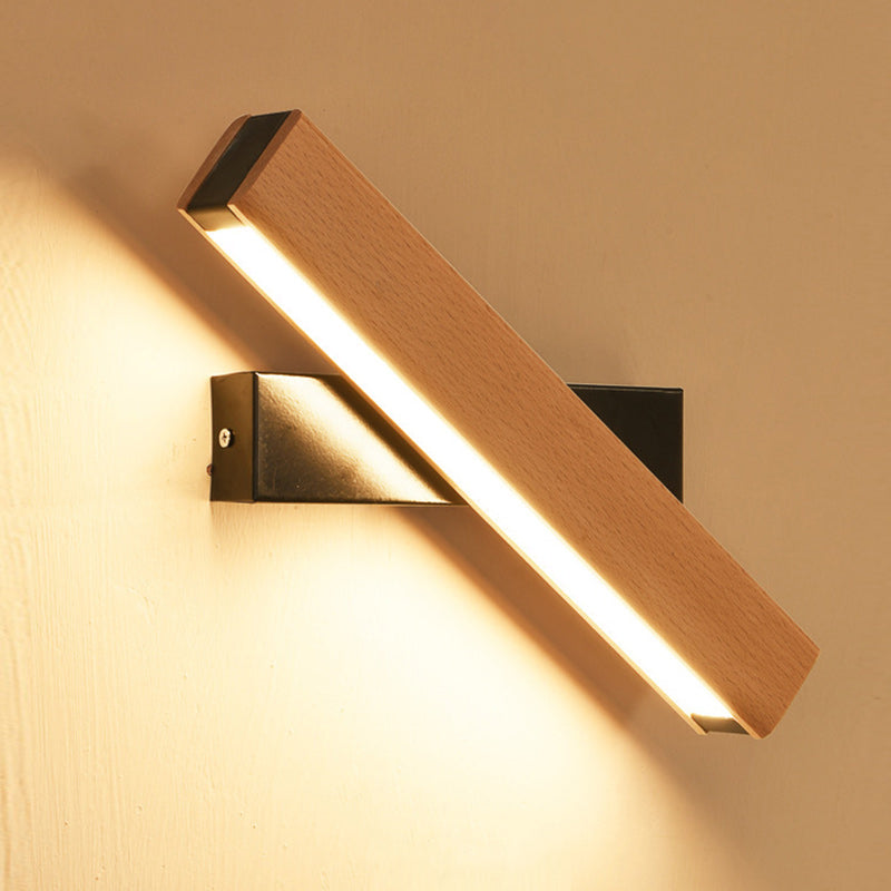 Modern Minimalist Rectangular Wood Plastic LED Wall Sconce Lamp For Living Room