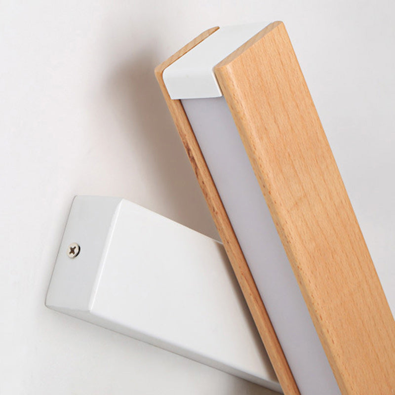 Modern Minimalist Rectangular Wood Plastic LED Wall Sconce Lamp For Living Room