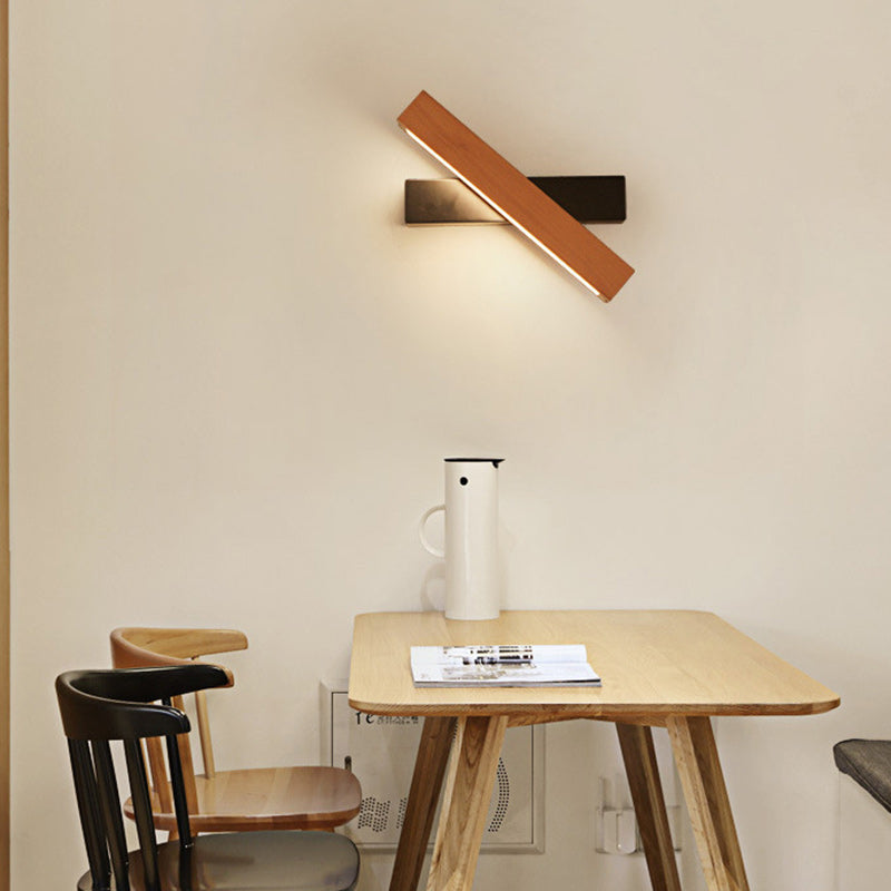 Modern Minimalist Rectangular Wood Plastic LED Wall Sconce Lamp For Living Room