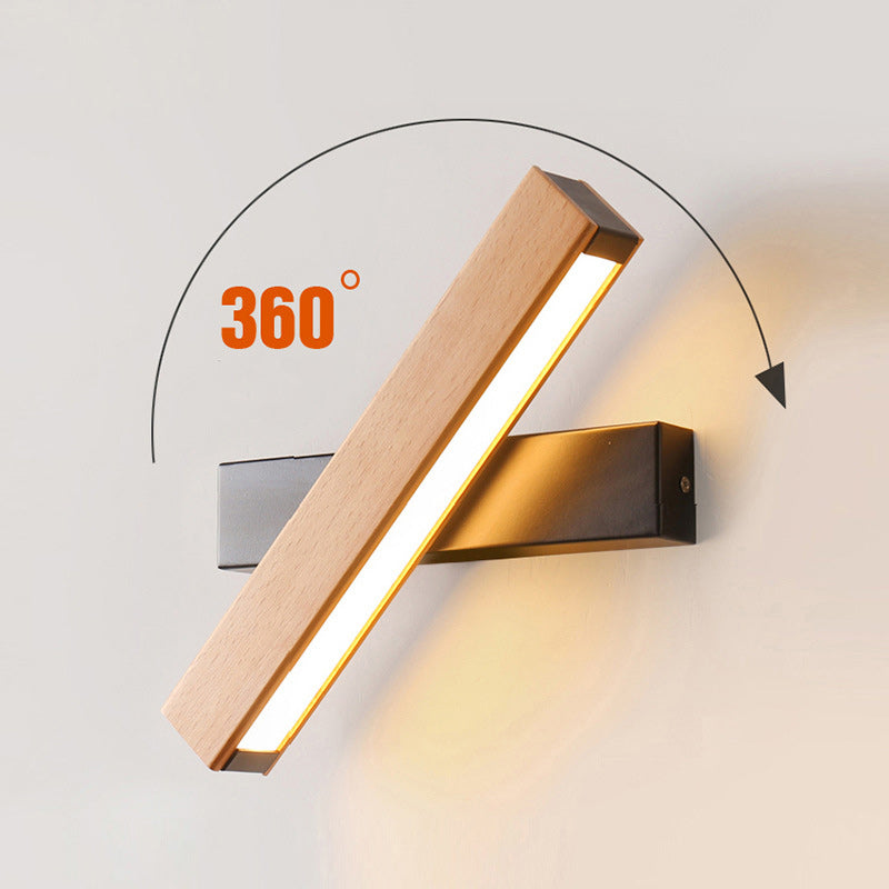 Modern Minimalist Rectangular Wood Plastic LED Wall Sconce Lamp For Living Room