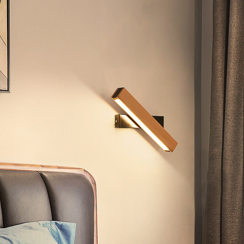 Modern Minimalist Rectangular Wood Plastic LED Wall Sconce Lamp For Living Room