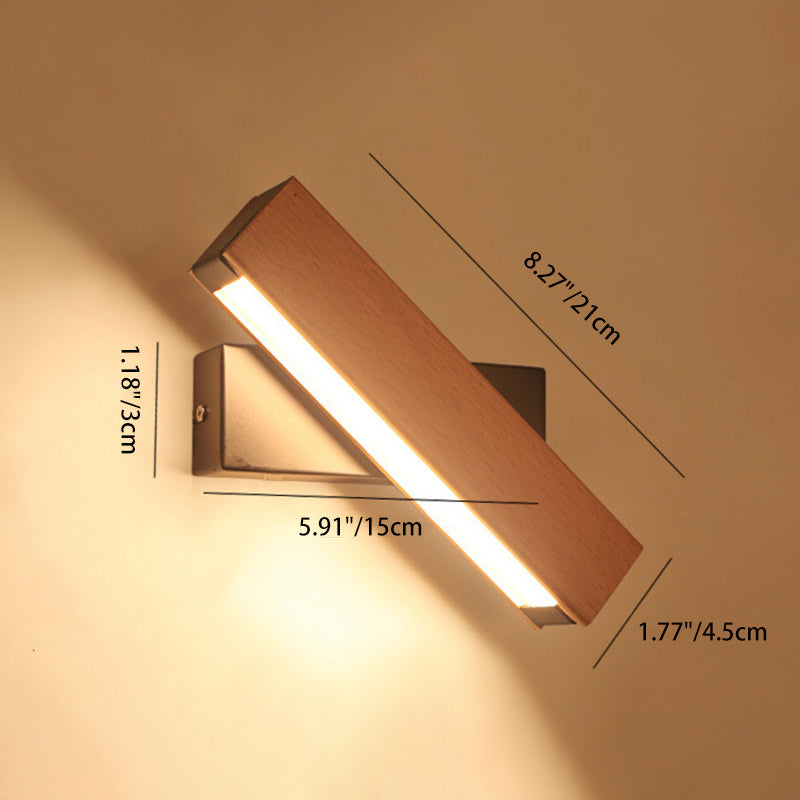 Modern Minimalist Rectangular Wood Plastic LED Wall Sconce Lamp For Living Room