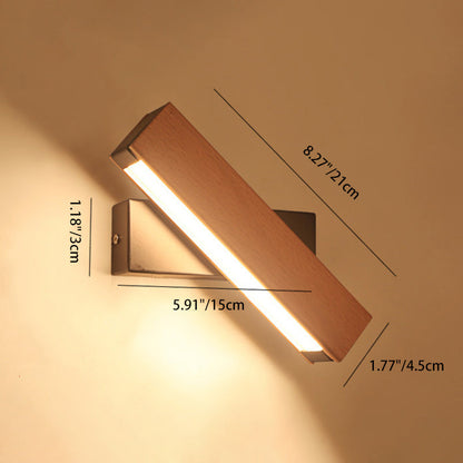 Modern Minimalist Rectangular Wood Plastic LED Wall Sconce Lamp For Living Room