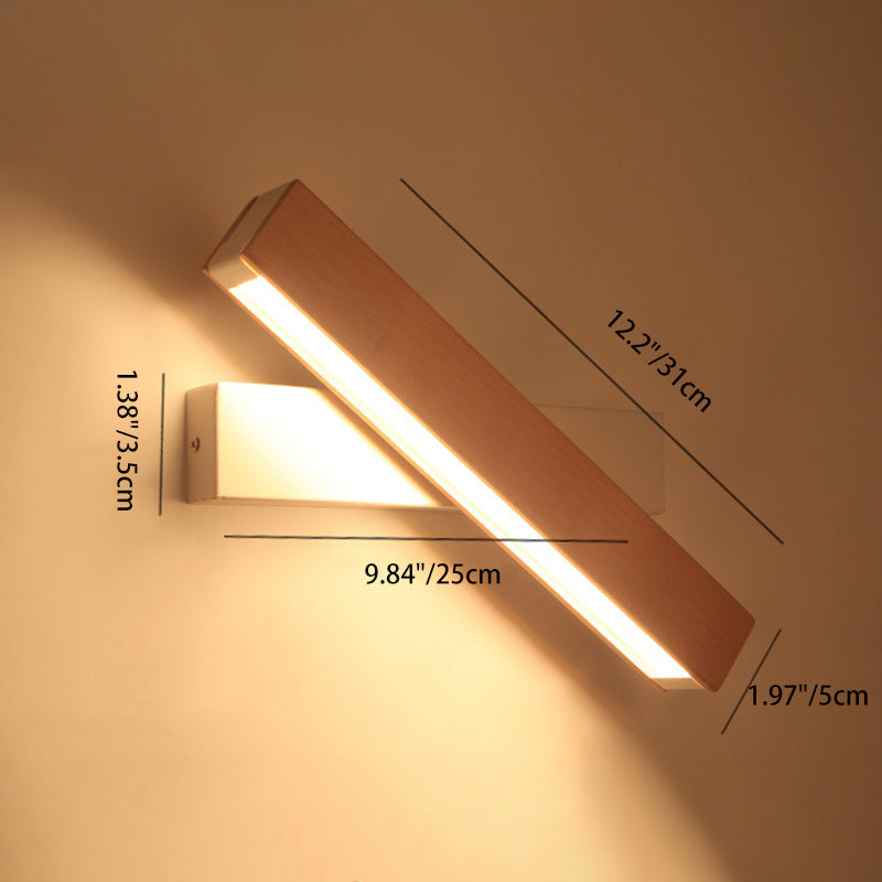 Modern Minimalist Rectangular Wood Plastic LED Wall Sconce Lamp For Living Room