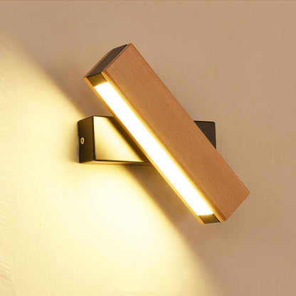Modern Minimalist Rectangular Wood Plastic LED Wall Sconce Lamp For Living Room