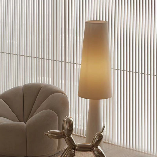Contemporary Scandinavian Cylinder Iron Fabric 1-Light Standing Floor Lamp For Living Room