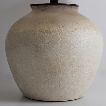 Traditional Japanese Drum Ceramic Fabric 1-Light Table Lamp For Living Room
