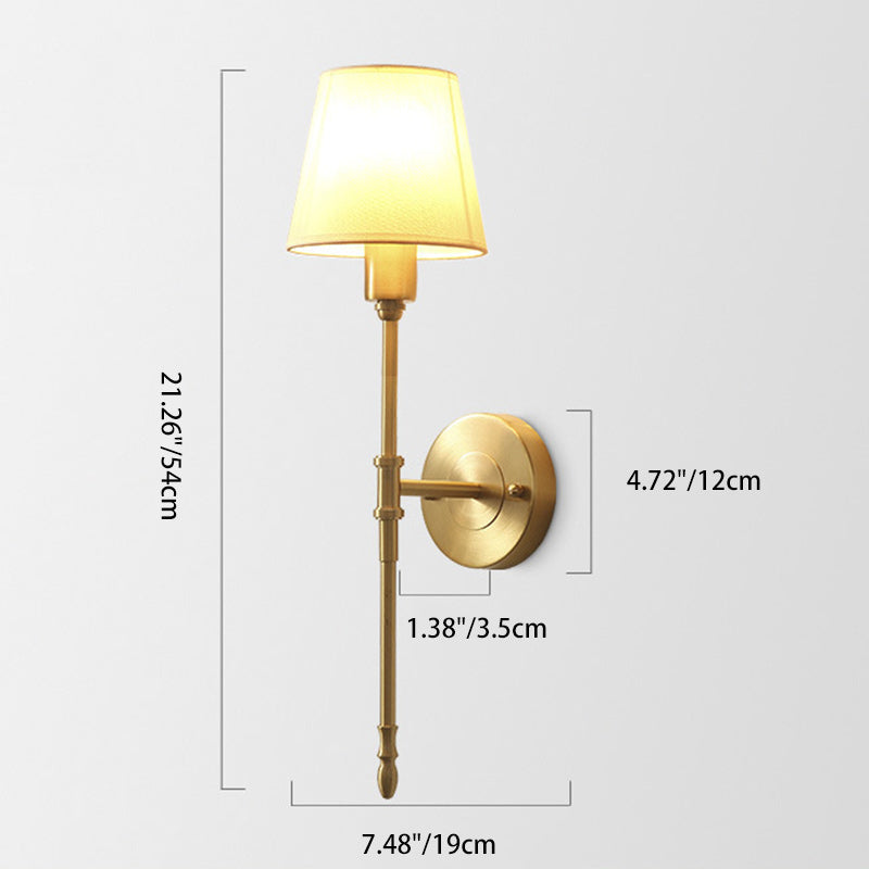 Contemporary Luxury Drum Copper Fabric 1/2-Light Wall Sconce Lamp For Living Room