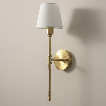 Contemporary Luxury Drum Copper Fabric 1/2-Light Wall Sconce Lamp For Living Room