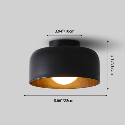 Contemporary Nordic Round Iron Glass 1-Light Semi-Flush Mount Ceiling Light For Living Room