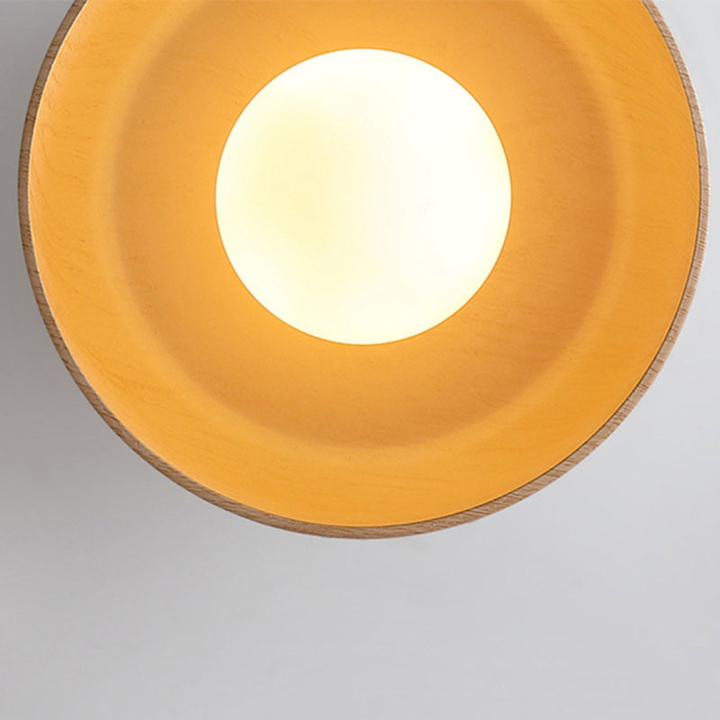Contemporary Nordic Round Iron Glass 1-Light Semi-Flush Mount Ceiling Light For Living Room