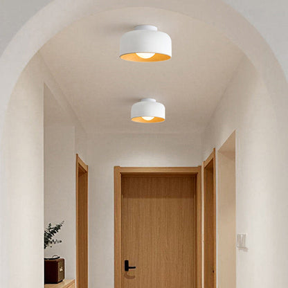 Contemporary Nordic Round Iron Glass 1-Light Semi-Flush Mount Ceiling Light For Living Room