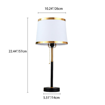 Contemporary Scandinavian Drum Iron Fabric 1-Light Table Lamp For Living Room