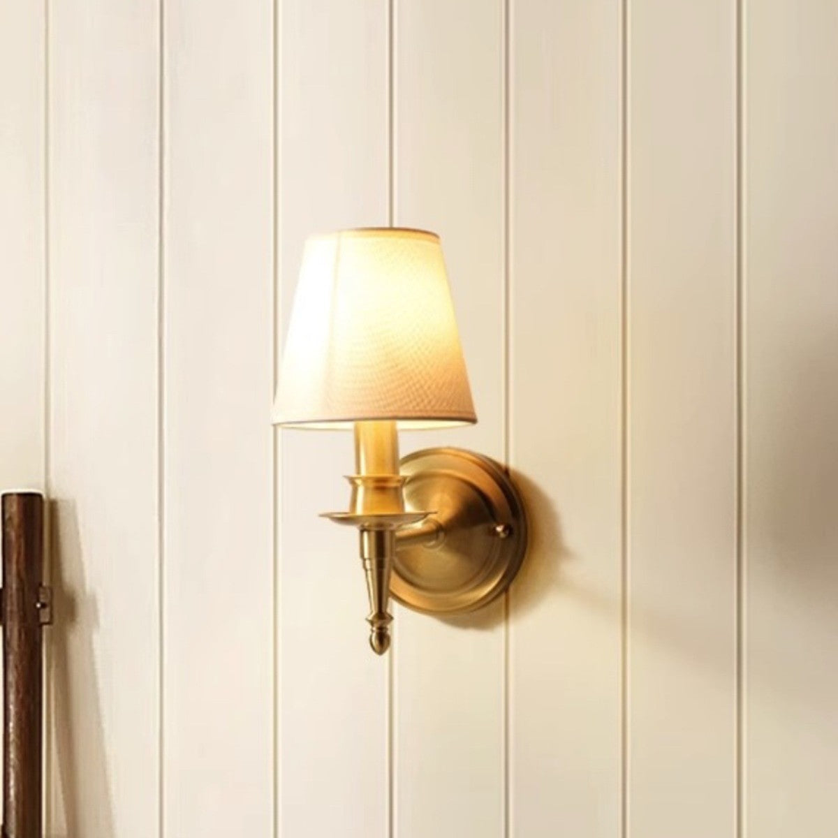 Traditional Vintage Drum Copper Fabric 1/2-Light Wall Sconce Lamp For Living Room