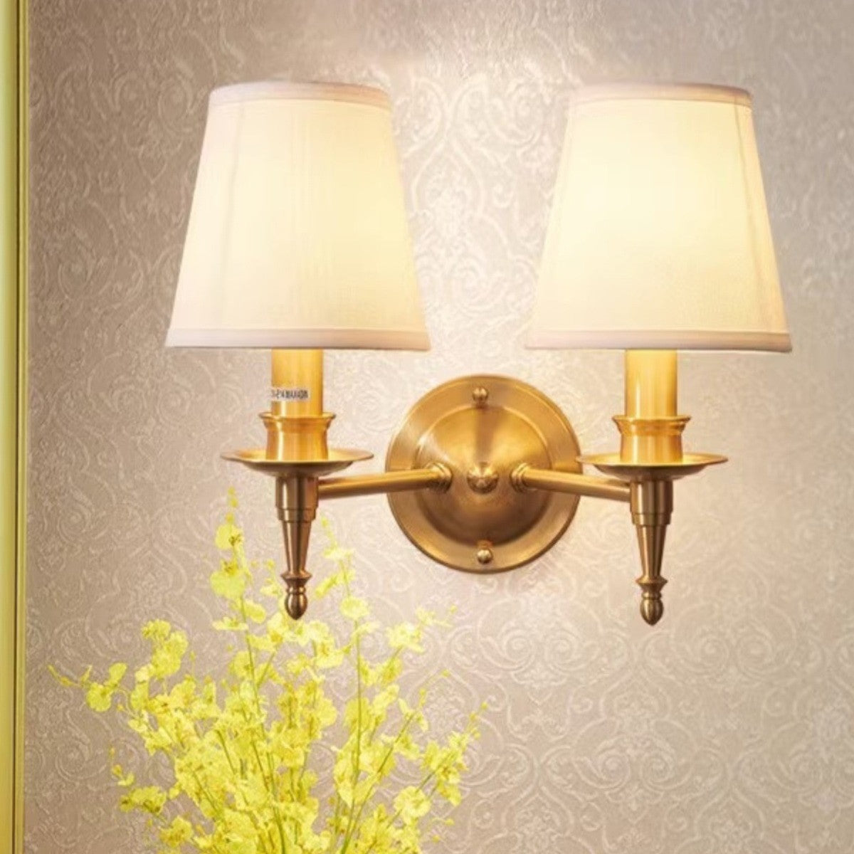 Traditional Vintage Drum Copper Fabric 1/2-Light Wall Sconce Lamp For Living Room