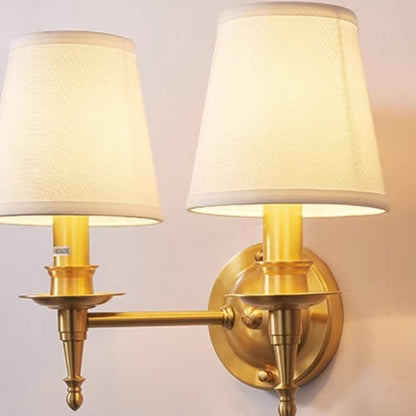 Traditional Vintage Drum Copper Fabric 1/2-Light Wall Sconce Lamp For Living Room