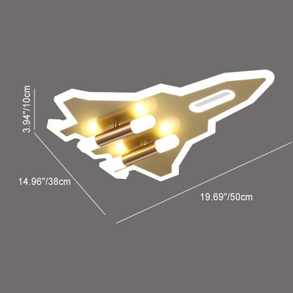 Contemporary Creative Plane Aluminum Iron Acrylic LED Kids Flush Mount Ceiling Light For Living Room