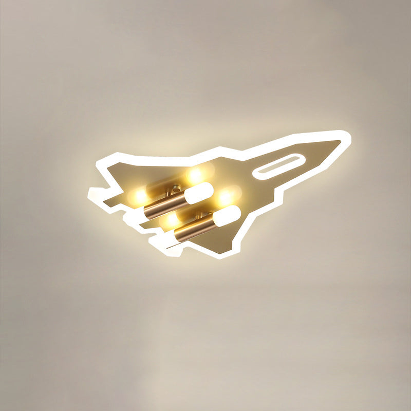 Contemporary Creative Plane Aluminum Iron Acrylic LED Kids Flush Mount Ceiling Light For Living Room