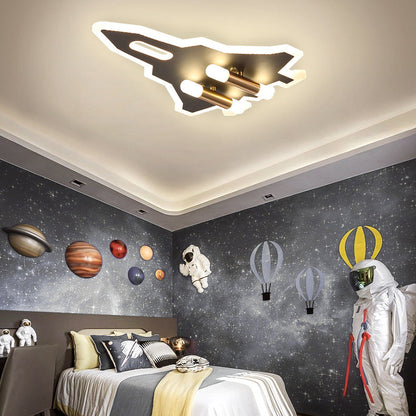 Contemporary Creative Plane Aluminum Iron Acrylic LED Kids Flush Mount Ceiling Light For Living Room